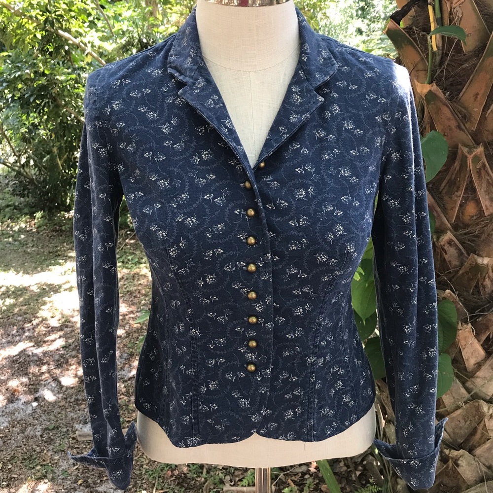 Ralph Lauren Petite Floral Fitted Denim Jacket